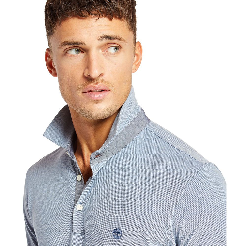 Polo Masculino - Timberland Baboosic Brook Slim Fit Shirt - GLRPS5062 - Azuis